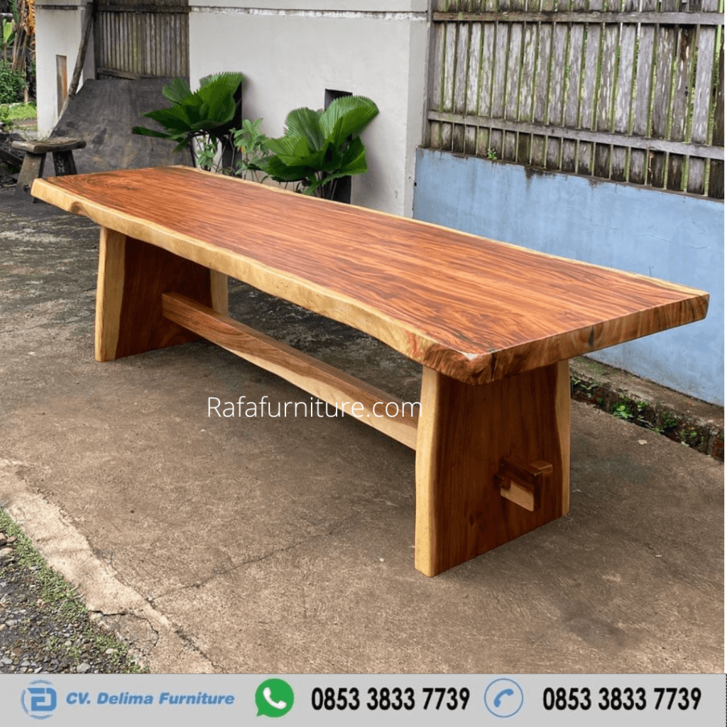 Meja Makan Kayu Solid Utuh Lembaran Firniture Jati Jepara