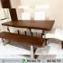 Meja Trembesi Natural Alami Kaki Stainless
