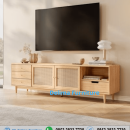 Meja TV Rotan Kayu Jati Minimalis Modern