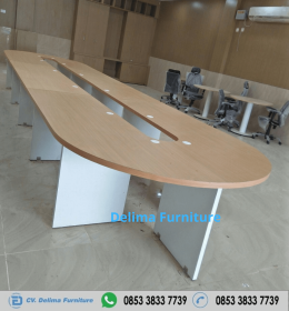Meja Meeting Kantor Hpl Minimalis Oval
