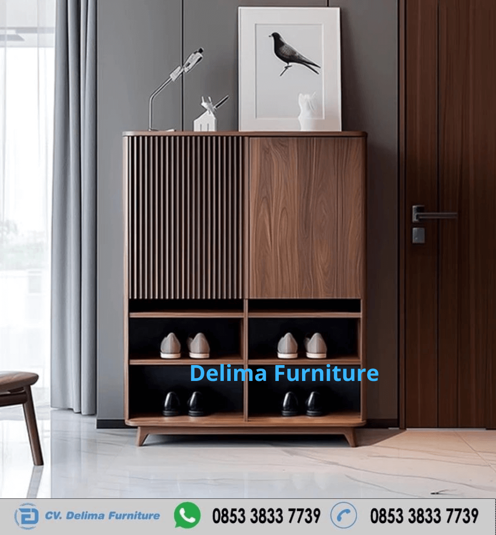 Rak Sepatu Minimalis Kayu Jati Cabinet
