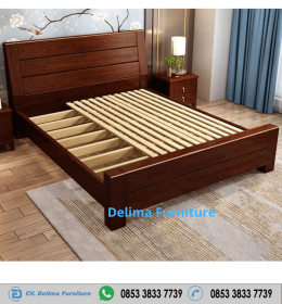 Tempat Tidur Minimalis Jati Solid Ezer