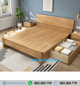 Tempat Tidur Minimalis Kayu Jati Solid Atalanya