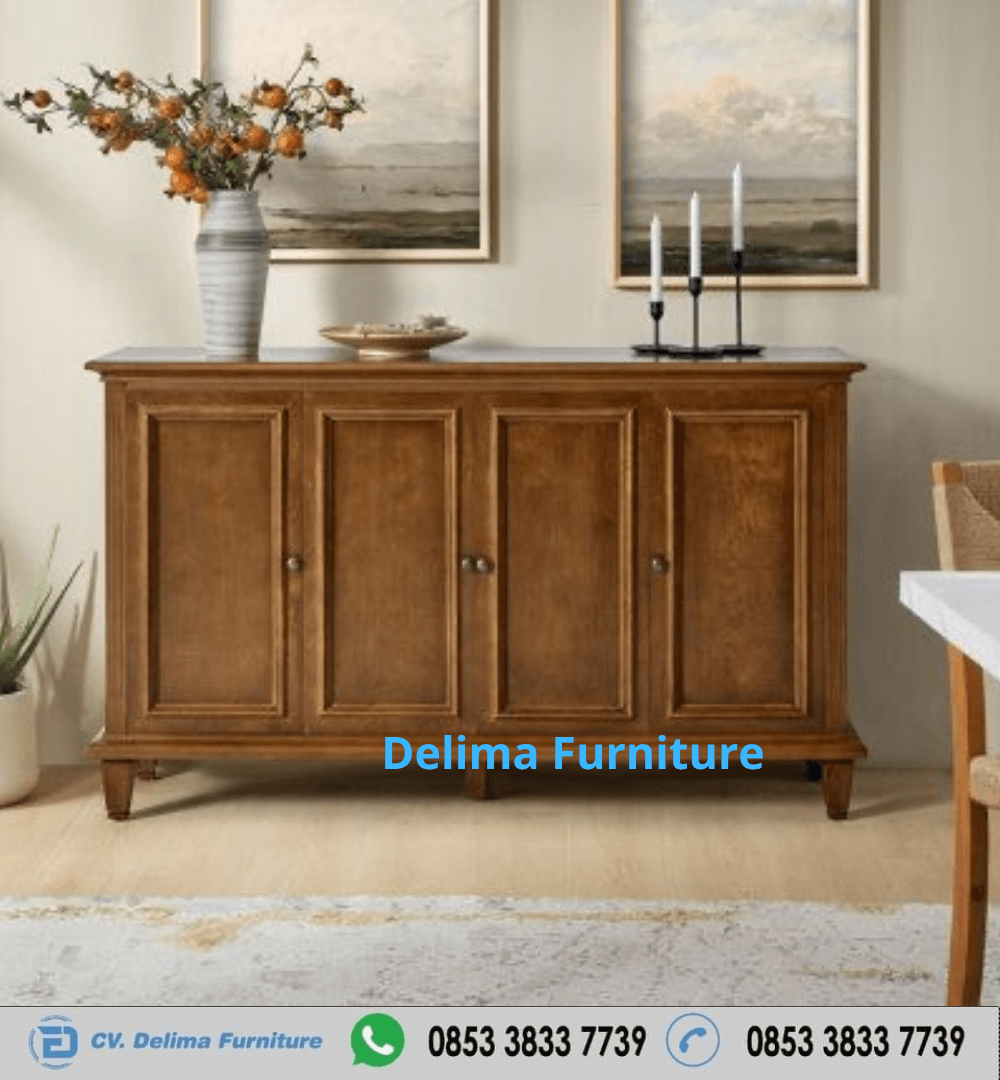 Lemari Kabinet Kayu Jati Minimalis 4 Pintu