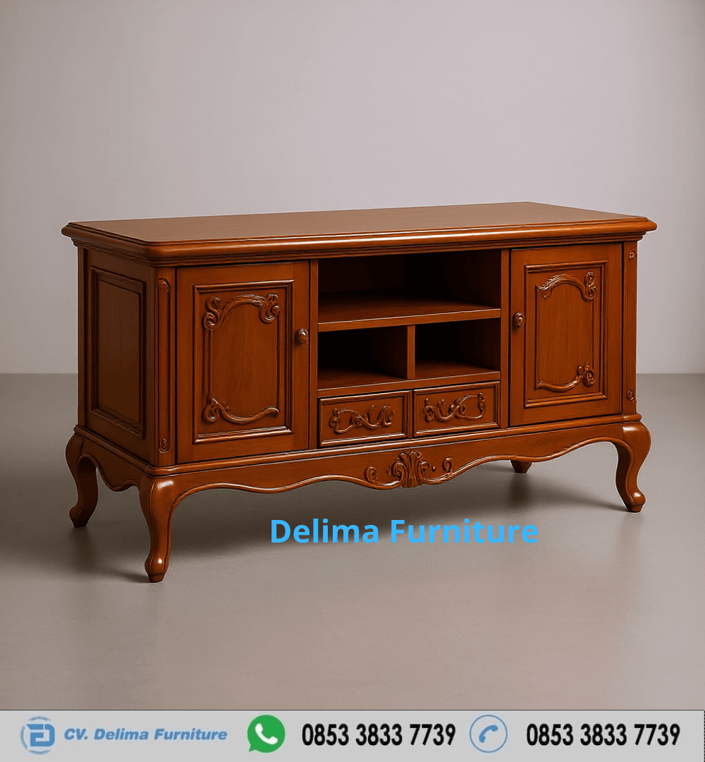 Meja Bufet TV Kayu Jati Ukir Klasik Modern