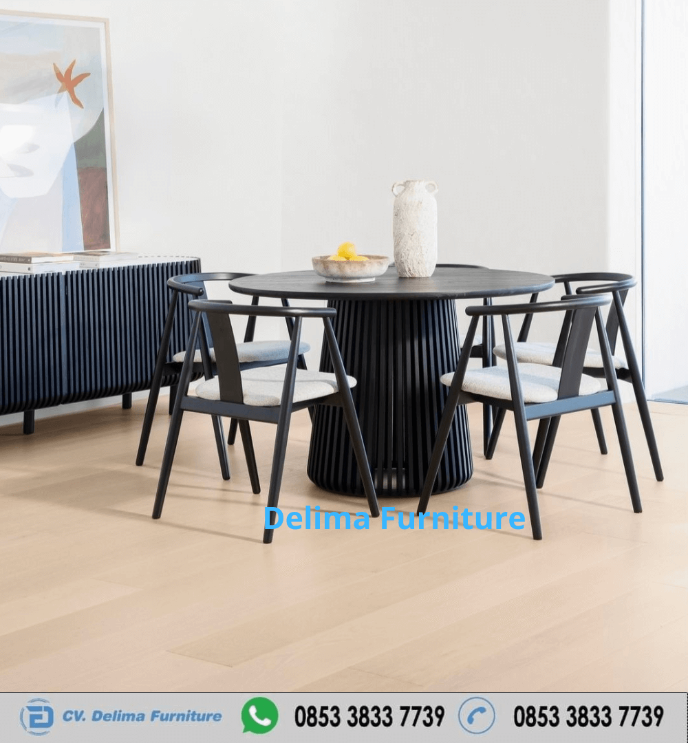 Set Meja Makan Bundar Minimalis Modern 4 Kursi