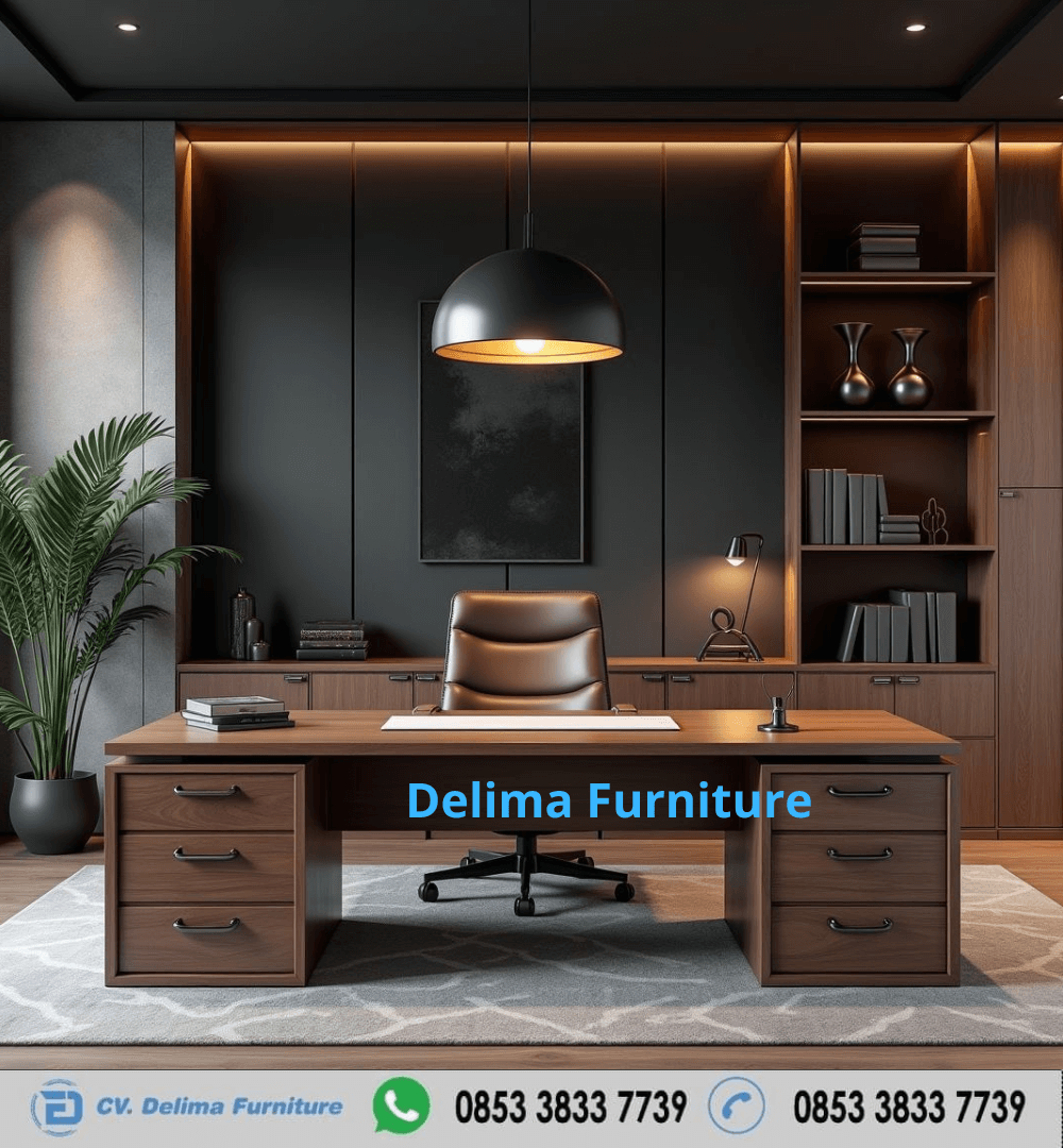 Meja Kerja Direktur Kayu Jati Modern Elegan