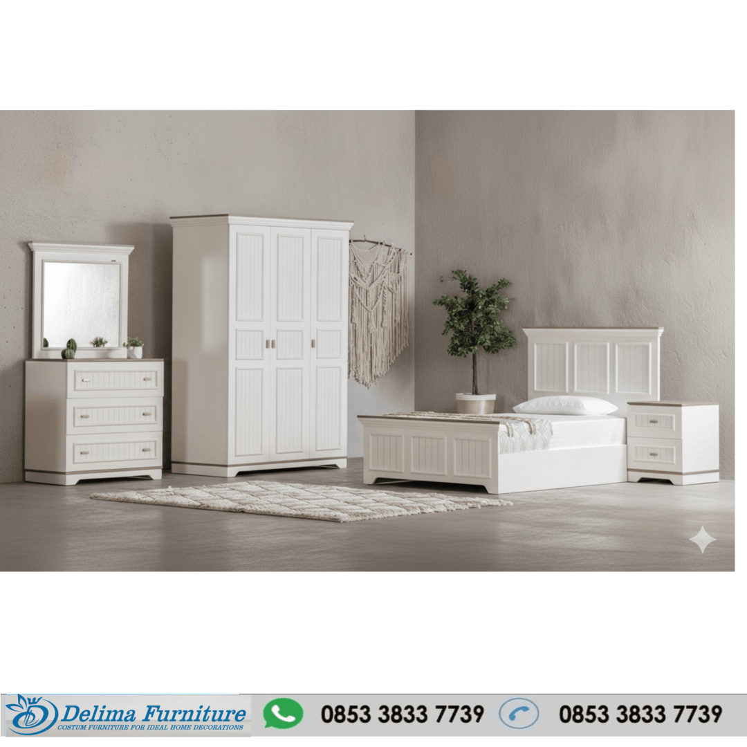 Set Kamar Tidur Minimalis Modern Duco Putih