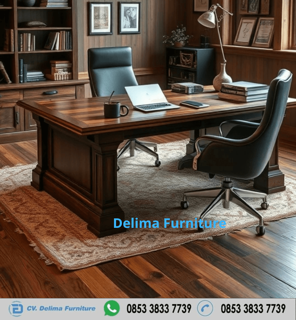 Meja Kerja Direktur Kayu Jati Klasik Elegan Jepara