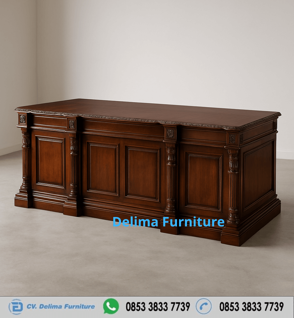 Meja Kerja Direktur Kayu Jati Minimalis Klasik