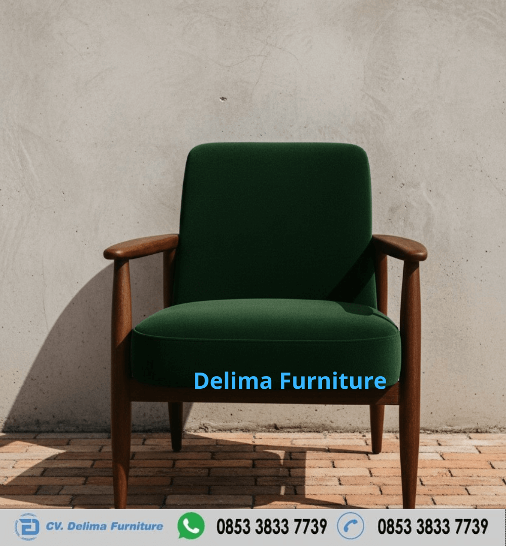 Kursi Sofa Santai Minimalis Kayu Jati Jok Hijau