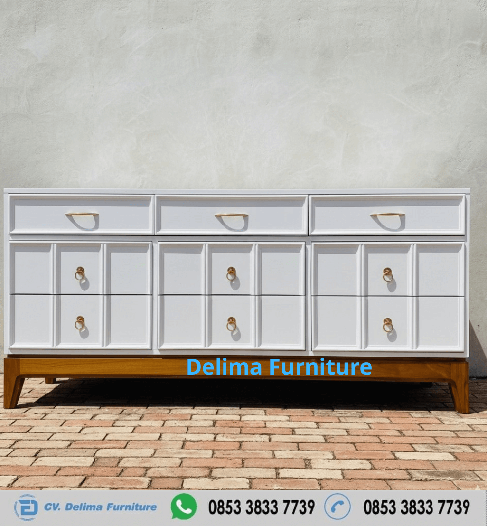 Credenza Laci 9 Minimalis Putih Mewah Mid