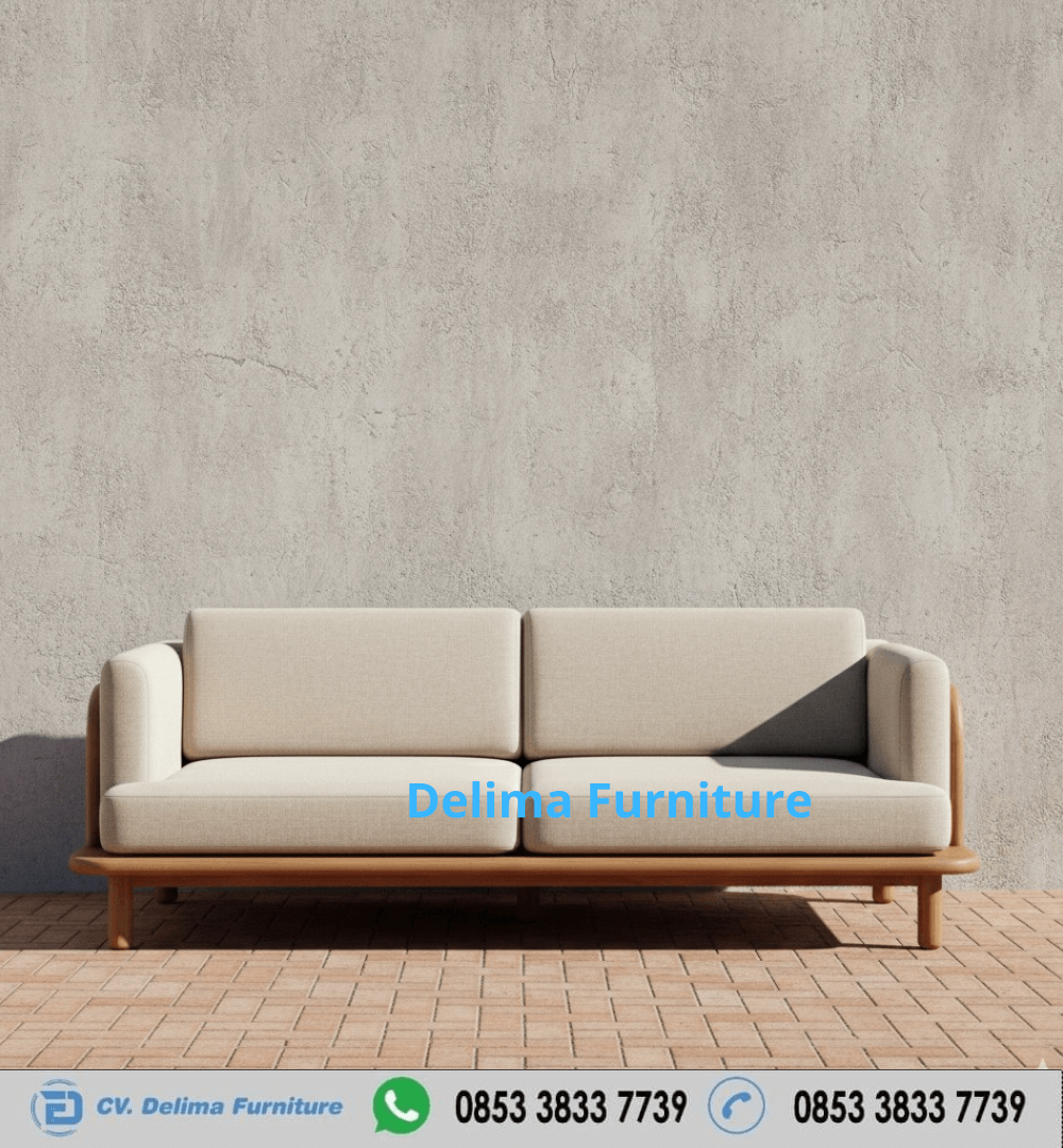 Sofa Minimalis 2 Seater Rangka Kayu Solid