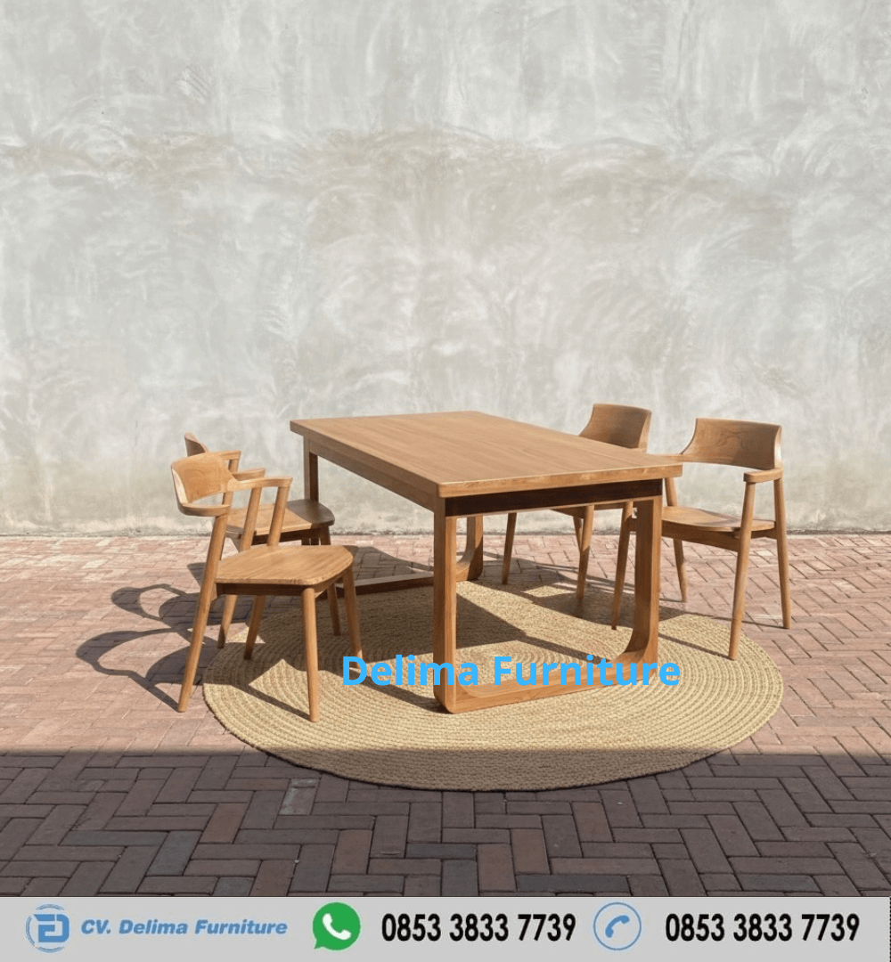 Set Meja Makan Minimalis 4 Kursi Staking