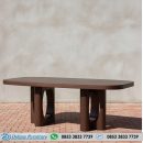 Meja Makan Estetik Gaya Mid-Century Modern Sudut Rounded