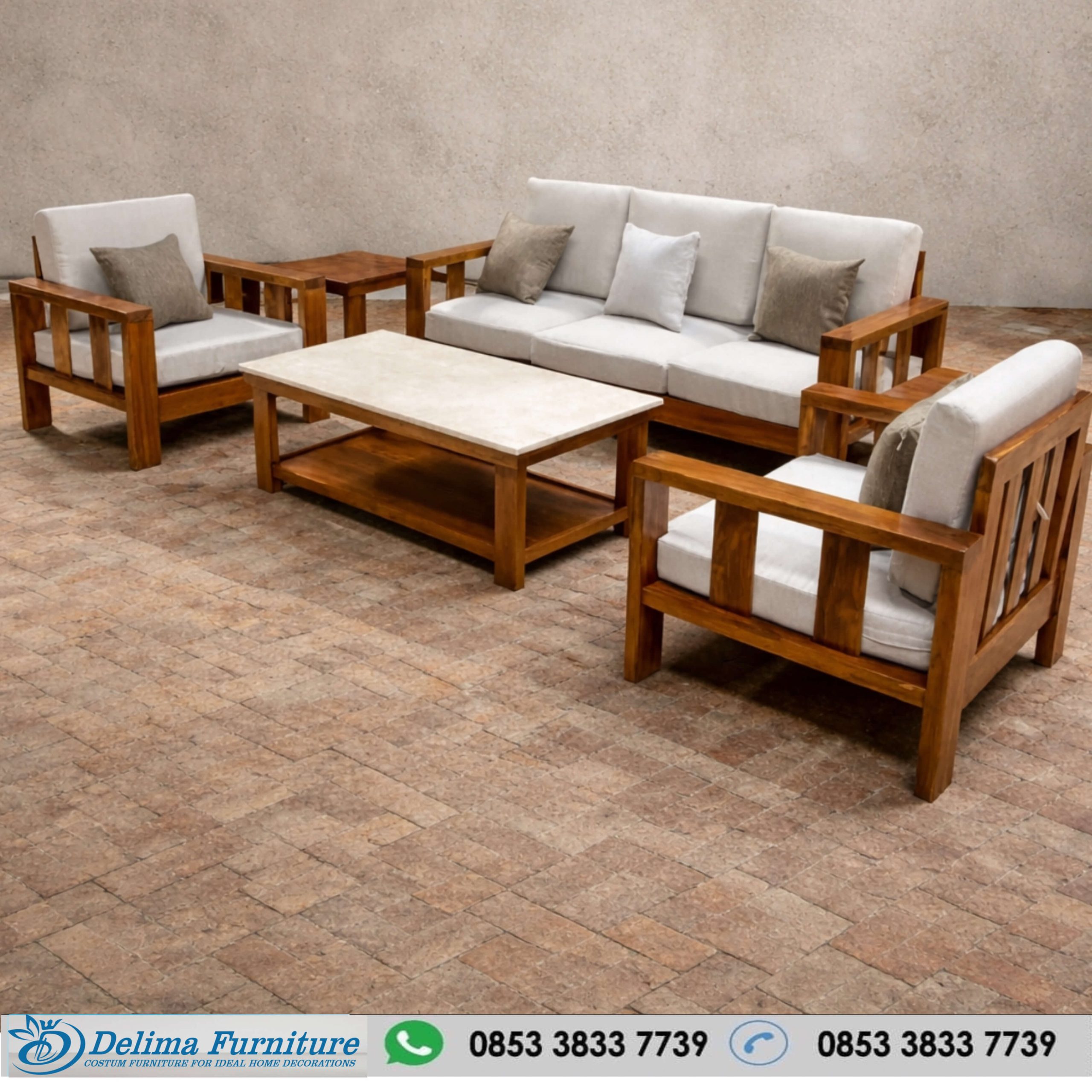 Set Kursi Tamu Kayu Jati Natural Model Minimalis