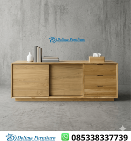 Bufet Tv Minimalis Kayu Jati Sliding Door