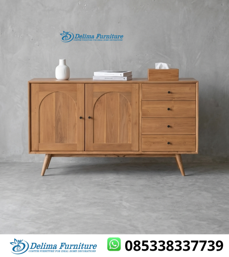 Bufet Minimalis Jati Jepara 3 laci 2 Pintu