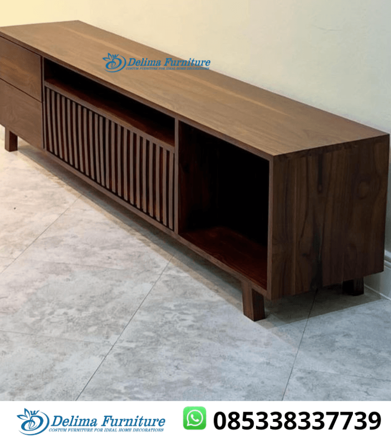 Meja Tv Minimalis Kayu Jati Salur Tengah