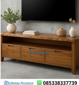 Meja Tv Kayu Jati Top Solid Natural Edge