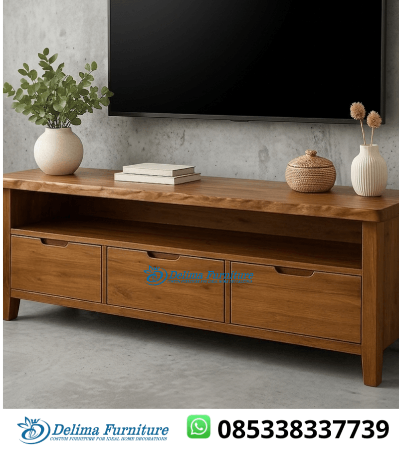 Meja Tv Kayu Jati Top Solid Natural Edge