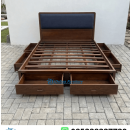 Tempat Tidur Minimalis Kayu Jati 6 Laci