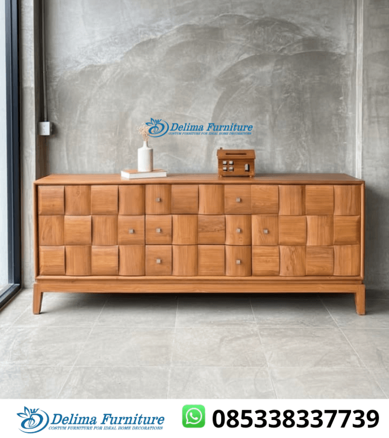Bufet Tv Minimalis Kayu Jati Model Pyramyd