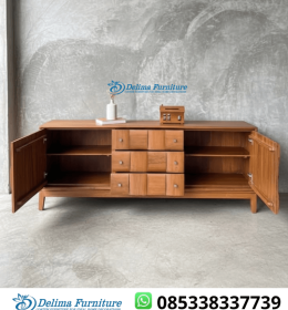 Desain Bufet Tv Minimalis Kayu Jati Model Pyramyd