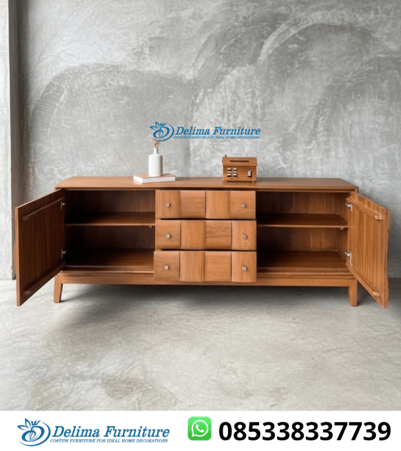 Desain Bufet Tv Minimalis Kayu Jati Model Pyramyd