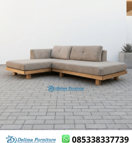 Sofa L Daybed Kayu Jati Minimalis Japandi Modern