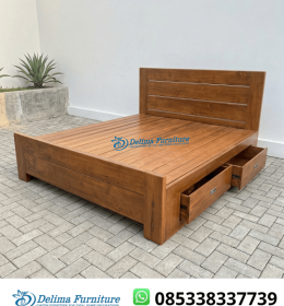 Tempat Tidur Jati Storage Minimalis Langsung Workshop