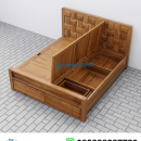 Tempat Tidur Jati Solid Storage Buka Angkat 2 Laci