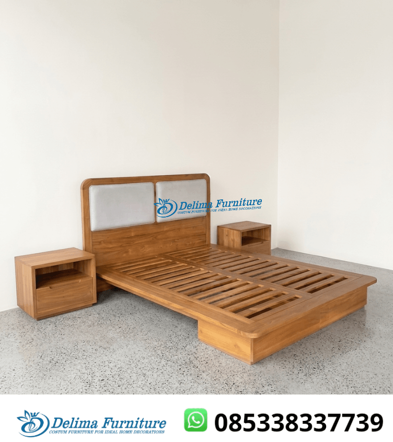 Dipan Jati Floating Platform Headboard Busa Japandi