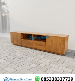 Bufet TV Kayu Jati Solid Model Kotak Modern