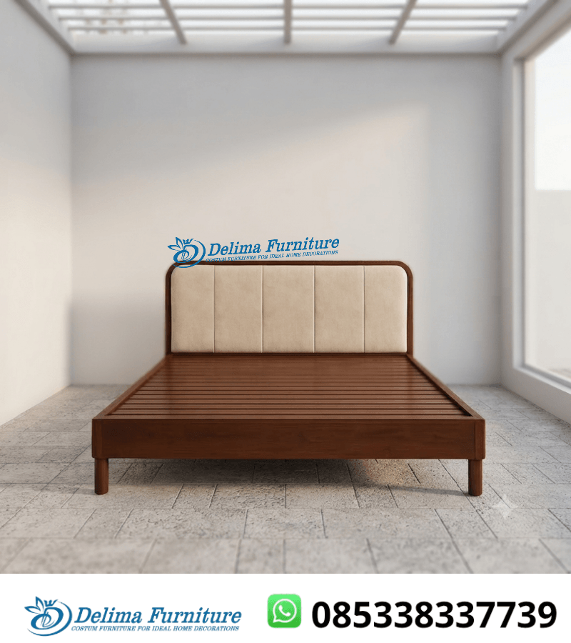 Dipan Jati Headboard Busa Channel 5 Walnut Modern