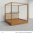 Dipan Jati Canopy Tiang 4 Headboard Busa Modern