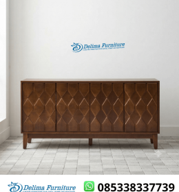 Credenza Jati Solid Ukir Wajik Ketupat Walnut