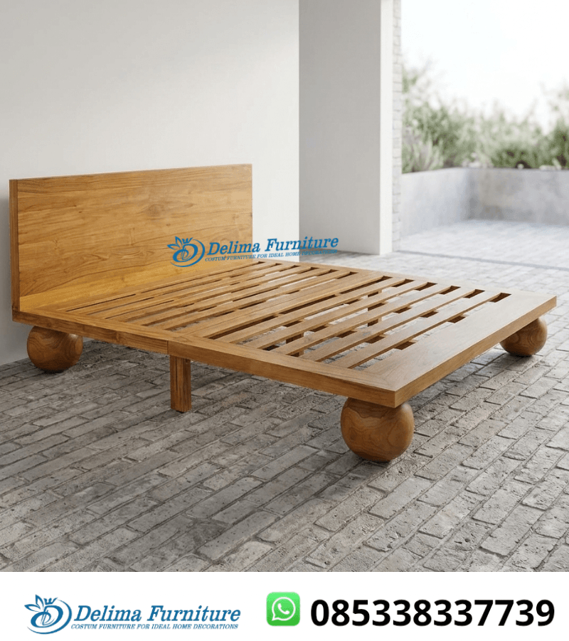Dipan Kayu Jati Minimalis Kaki Bola Modern