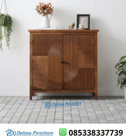 Rak Sepatu Jati Salur Arch 2 Pintu Walnut Aesthetic