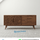 Sideboard Jati Solid Ukir Labirin Geometric Walnut