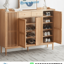 Rak Sepatu Jati Bleached 3 Pintu Kisi Salur Natural Japandi