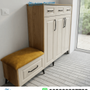 Lemari Sepatu Jati Bench Duduk 3 Pintu Storage